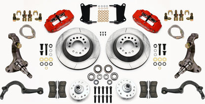 64-72 GM A-BODY FRONT DISC BRAKE KIT & STOCK SPINDLES & ARMS,13" ROTORS,RED