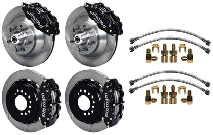 64-74 GM DISC BRAKE KIT,FRONT & REAR WITH LINES,13" ROTORS,BLACK CALIPERS