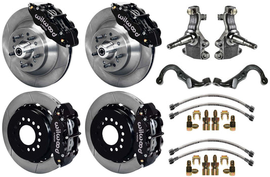 67-69 GM F-BODY FULL DISC BRAKE KIT & 2" DROP SPINDLES & ARMS,13" ROTORS,BLACK