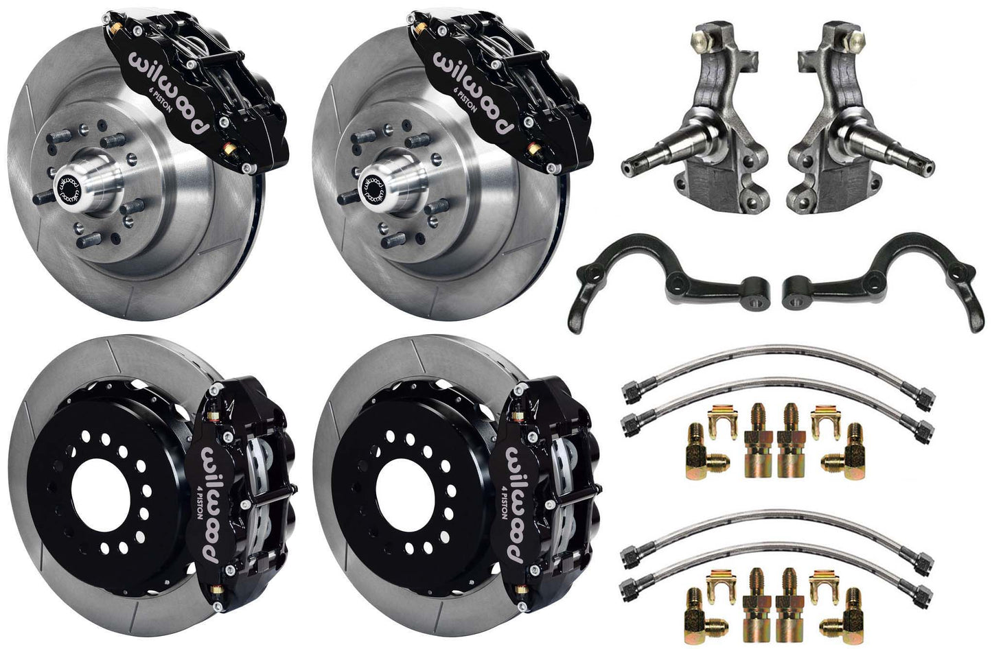 64-72 GM A-BODY FULL DISC BRAKE KIT & 2" DROP SPINDLES & ARMS,13" ROTORS,BLACK