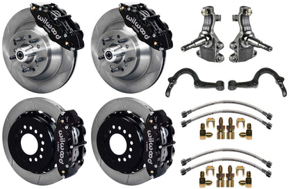 64-72 GM A-BODY FULL DISC BRAKE KIT & 2" DROP SPINDLES & ARMS,13" ROTORS,BLACK