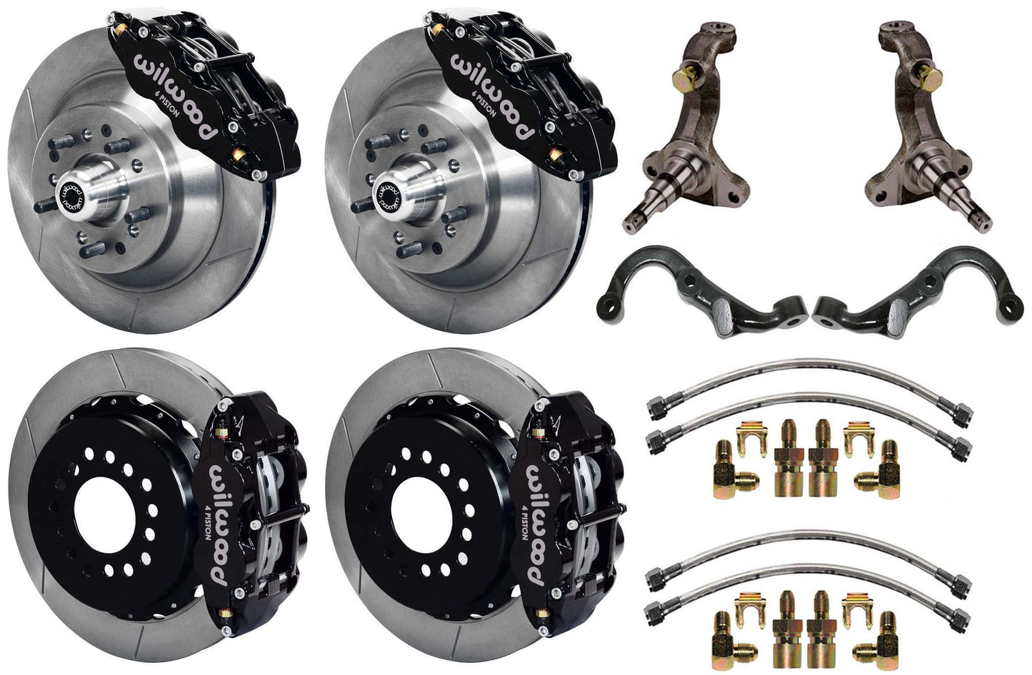 67-69 GM F-BODY FULL DISC BRAKE KIT & STOCK SPINDLES & ARMS,13" ROTORS,BLACK