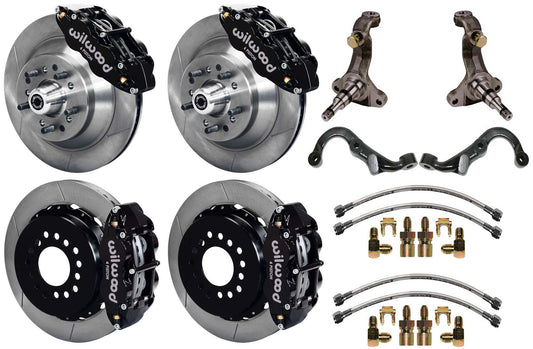 67-69 GM F-BODY FULL DISC BRAKE KIT & STOCK SPINDLES & ARMS,13" ROTORS,BLACK