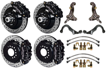 67-69 GM F-BODY FULL DISC BRAKE KIT & STOCK SPINDLES & ARMS,13" DRILLED,BLACK