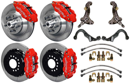 67-69 GM F-BODY FULL DISC BRAKE KIT & STOCK SPINDLES & ARMS,13" ROTORS,RED