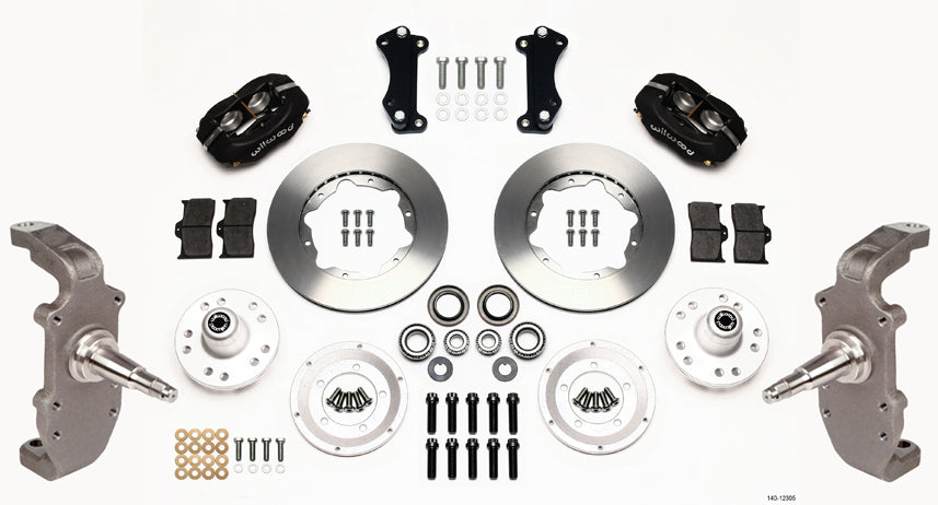 55-57 CHEVY FULL DISC BRAKE KIT,2" DROP SPINDLES,11" ROTORS,BLACK