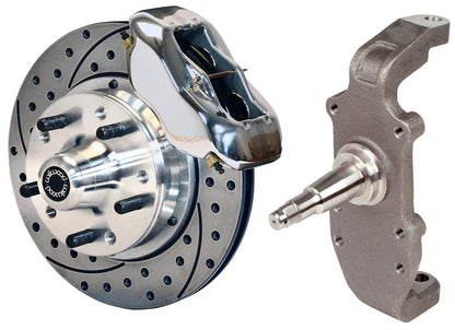 55-57 CHEVY FRONT DISC BRAKE KIT,2" DROP SPINDLES,11" DRILLED,POL