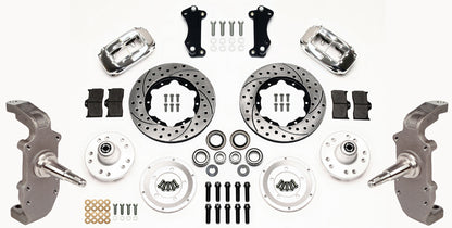 55-57 CHEVY FRONT DISC BRAKE KIT,2" DROP SPINDLES,11" DRILLED,POL