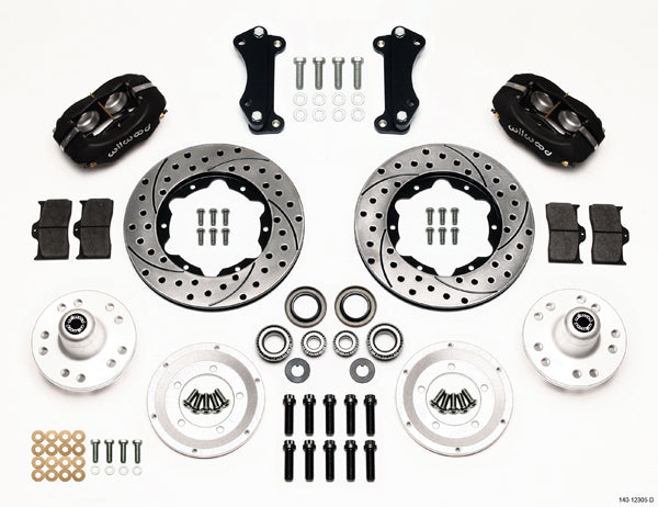 HEIDT'S 55-57 2" DROP KIT,FRONT,FDL,11" DRILLED ROTORS,BLACK CALIPERS