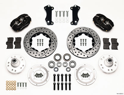 HEIDT'S 55-57 2" DROP KIT,FRONT,FDL,11" DRILLED ROTORS,BLACK CALIPERS