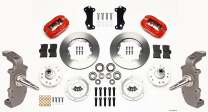 55-57 CHEVY FRONT DISC BRAKE KIT,2" DROP SPINDLES,11" ROTORS,RED