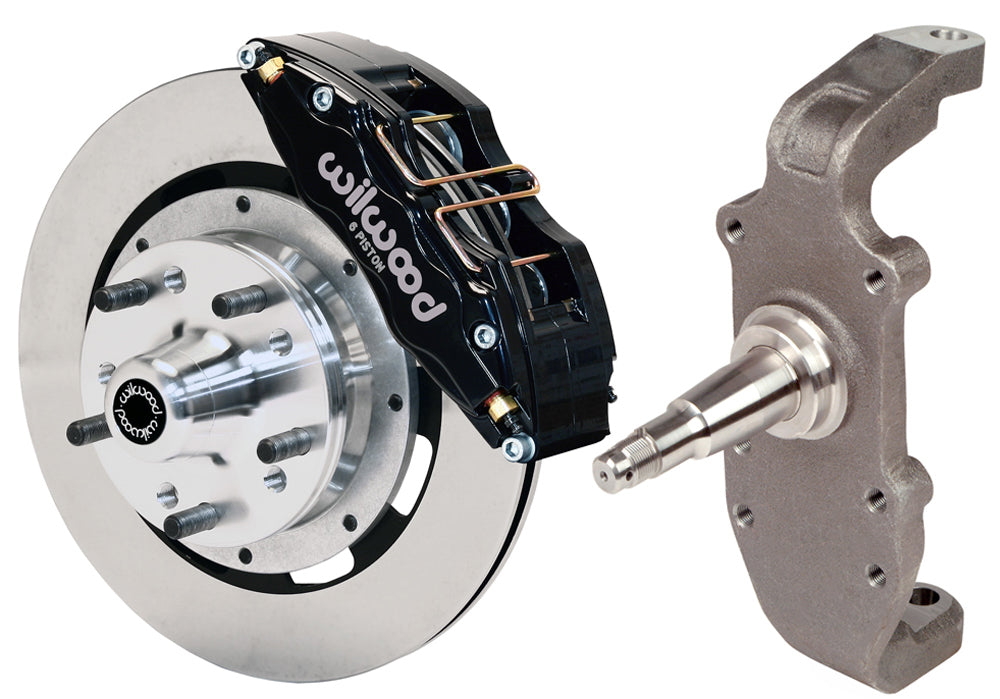 55-57 CHEVY FRONT DISC BRAKE KIT,2" DROP SPINDLES,DP6,12" ROTORS,BLACK