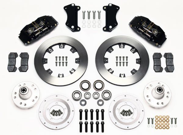 55-57 CHEVY FRONT DISC BRAKE KIT,FOR 2" DROP SPINDLES,DP6,12" ROTORS,BLACK