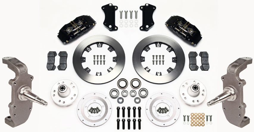 55-57 CHEVY FRONT DISC BRAKE KIT,2" DROP SPINDLES,DP6,12" ROTORS,BLACK