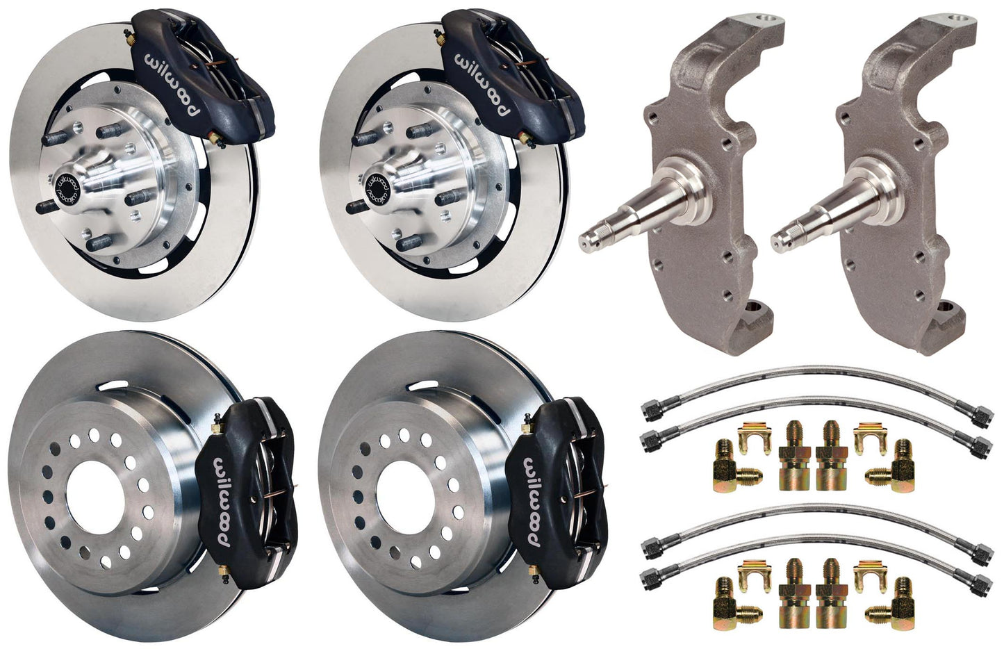 55-57 CHEVY FULL DISC BRAKE KIT,2" DROP SPINDLES,12" ROTORS,BLACK