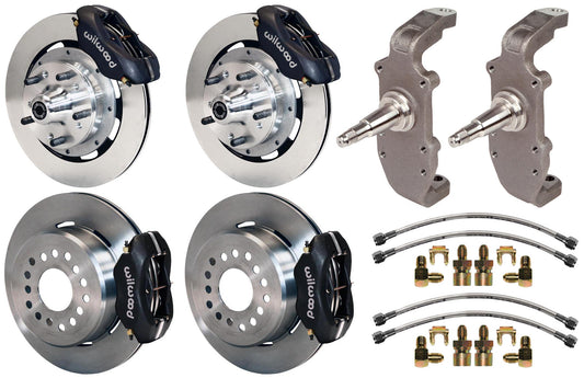 55-57 CHEVY FULL DISC BRAKE KIT,2" DROP SPINDLES,12" ROTORS,BLACK