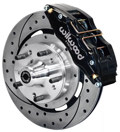 55-57 CHEVY FRONT DISC BRAKE KIT,FOR 2" DROP SPINDLES,DP6,12" DRILLED,BLACK