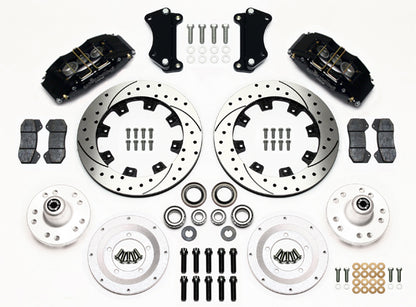 55-57 CHEVY FRONT DISC BRAKE KIT,FOR 2" DROP SPINDLES,DP6,12" DRILLED,BLACK