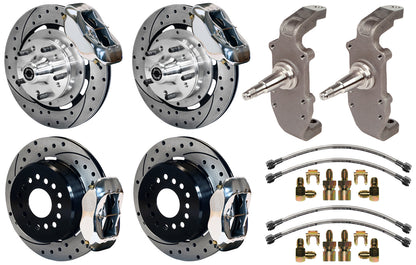 55-57 CHEVY FULL DISC BRAKE KIT,2" DROP SPINDLES,12" DRILLED,POLISH
