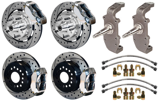55-57 CHEVY FULL DISC BRAKE KIT,2" DROP SPINDLES,12" DRILLED,POLISH