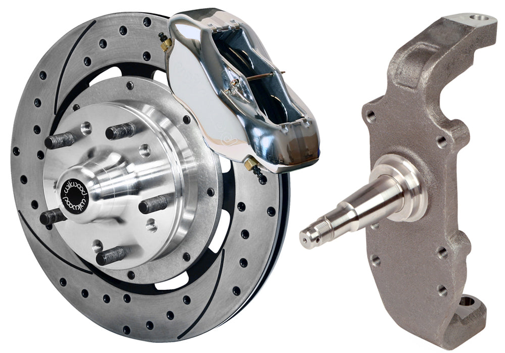 55-57 CHEVY FRONT DISC BRAKE KIT,2" DROP SPINDLES,12" DRILLED,POL