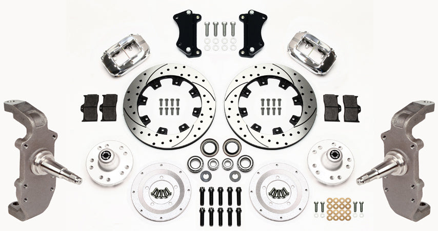 55-57 CHEVY FULL DISC BRAKE KIT,2" DROP SPINDLES,12" DRILLED,POLISH