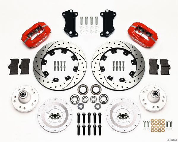 HEIDT'S 55-57 2" DROP KIT,FRONT,FDL,12" DRILLED ROTORS,RED CALIPERS