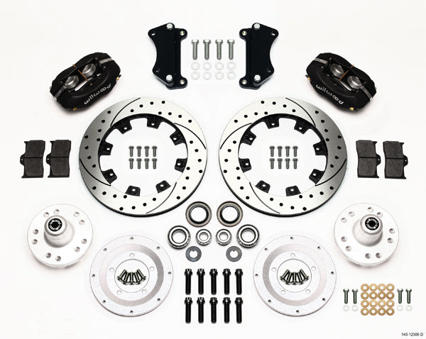 HEIDT'S 55-57 2" DROP KIT,FRONT,FDL,12" DRILLED ROTORS,BLACK CALIPERS