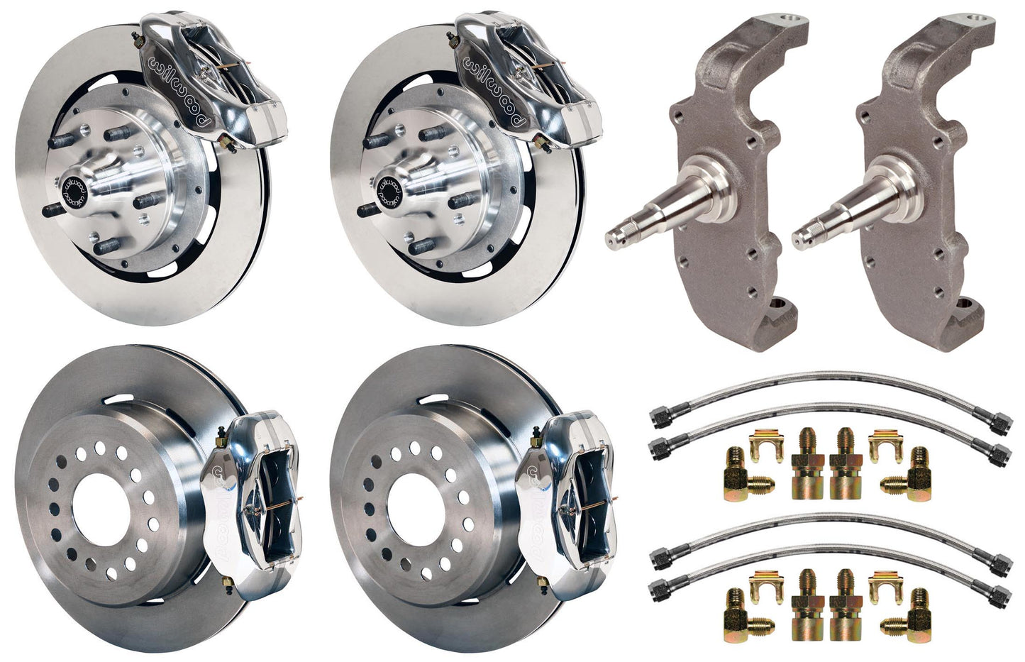 55-57 CHEVY FULL DISC BRAKE KIT,2" DROP SPINDLES,12" ROTORS,POLISH