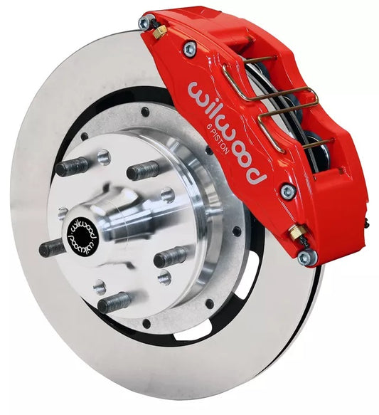 55-57 CHEVY FRONT DISC BRAKE KIT,FOR 2" DROP SPINDLES,DP6,12" ROTORS,RED