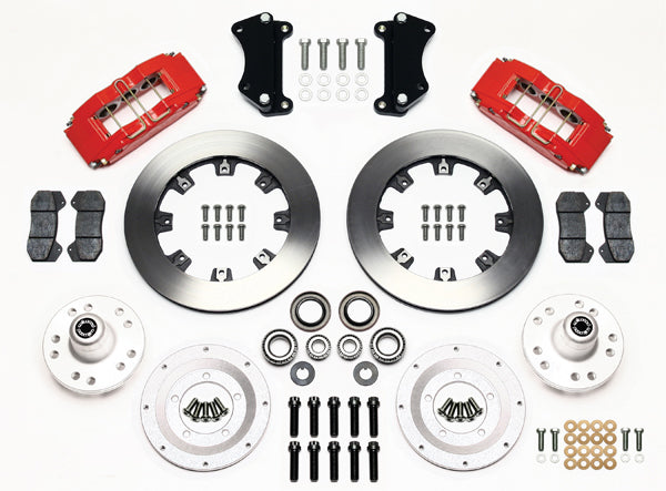 55-57 CHEVY FRONT DISC BRAKE KIT,FOR 2" DROP SPINDLES,DP6,12" ROTORS,RED