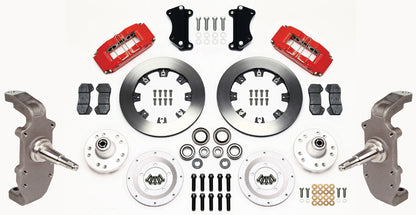 55-57 CHEVY FULL DISC BRAKE KIT,2" DROP SPINDLES,DP6,12" ROTORS,RED