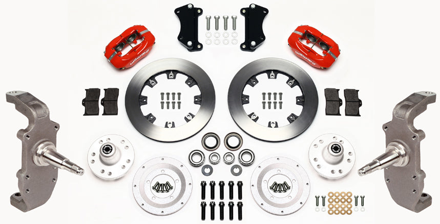 55-57 CHEVY FRONT DISC BRAKE KIT,2" DROP SPINDLES,12" ROTORS,RED
