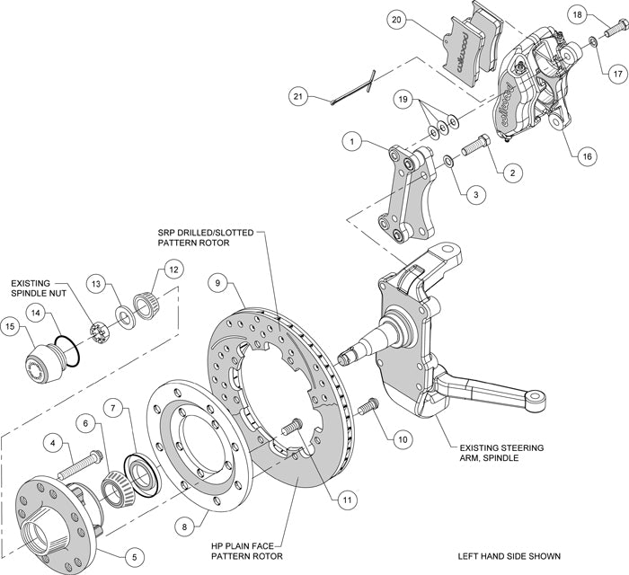 55-57 CHEVY FULL DISC BRAKE KIT,2" DROP SPINDLES,12" DRILLED,BLACK