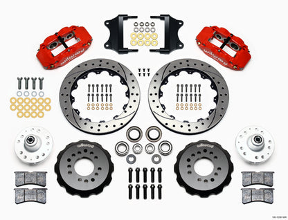 HEIDT'S 55-57 2" DROP KIT,FRONT,13" DRILLED ROTORS,6 PISTON RED CALIPERS
