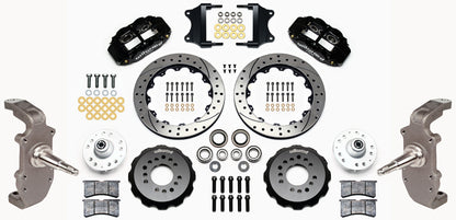 55-57 CHEVY FRONT DISC BRAKE KIT,2" DROP SPINDLES,13" DRILLED,BLACK
