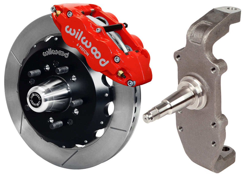 55-57 CHEVY FRONT DISC BRAKE KIT,2" DROP SPINDLES,13" ROTORS,RED