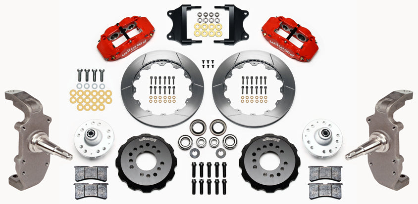 55-57 CHEVY FRONT DISC BRAKE KIT,2" DROP SPINDLES,13" ROTORS,RED