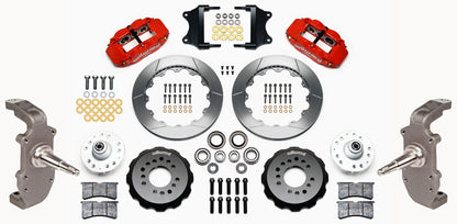 55-57 CHEVY FRONT DISC BRAKE KIT,2" DROP SPINDLES,13" ROTORS,RED
