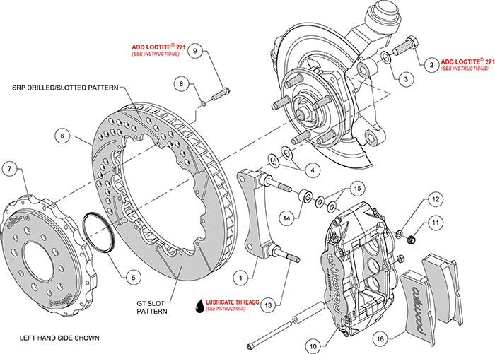 07-18 WRANGLER JK FULL DISC BRAKE KIT,14" DRILLED ROTORS,RED CALIPERS