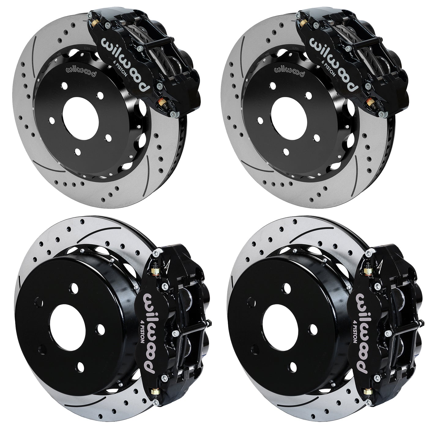 07-18 WRANGLER JK FULL DISC BRAKE KIT,14" DRILLED ROTORS,BLACK CALIPERS