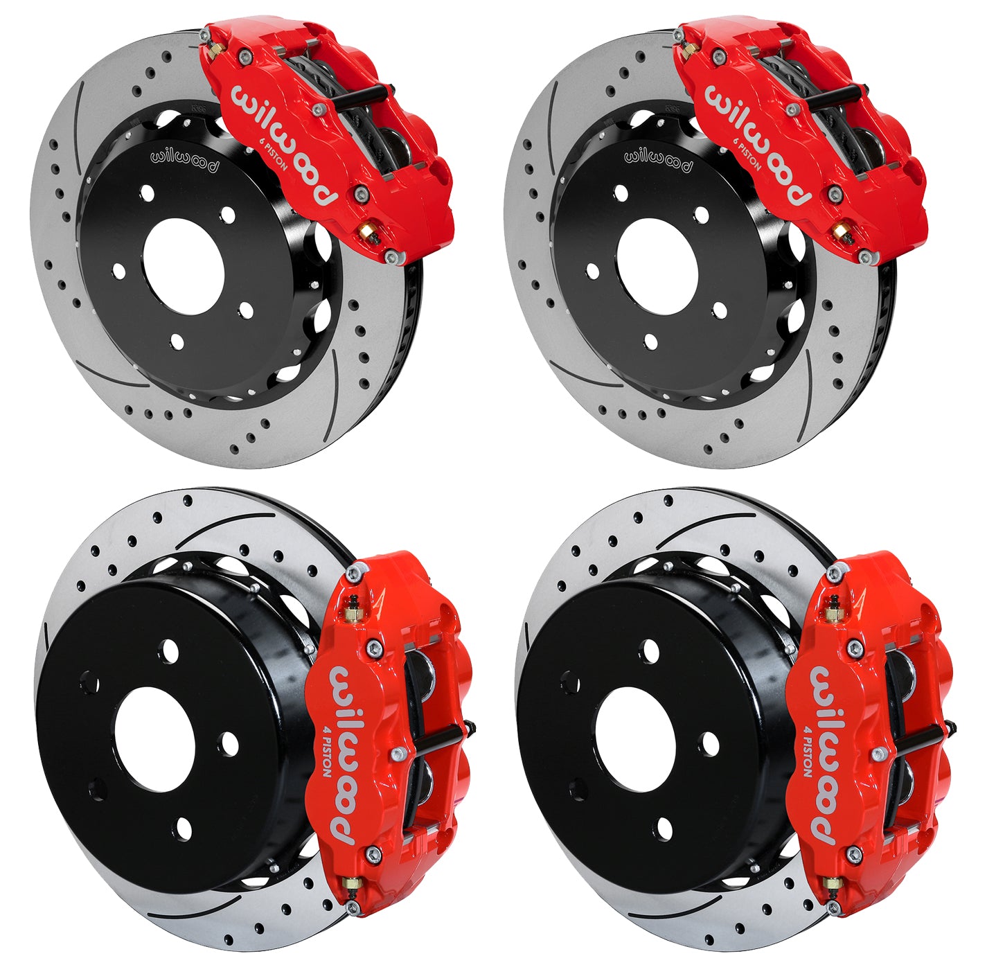 07-18 WRANGLER JK FULL DISC BRAKE KIT,14" DRILLED ROTORS,RED CALIPERS