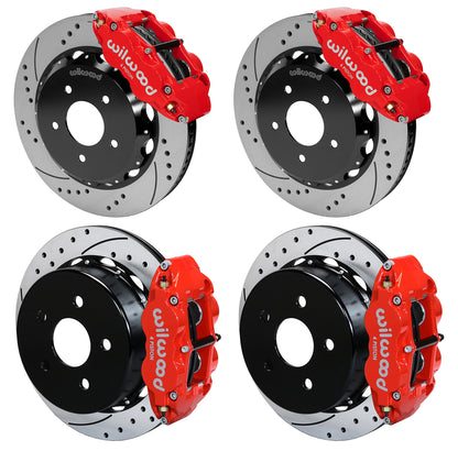 07-18 WRANGLER JK FULL DISC BRAKE KIT,14" DRILLED ROTORS,RED CALIPERS