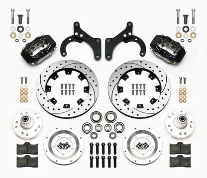 59-64 B-BODY FULL DISC BRAKE KIT,12" DRILLED ROTORS,BLACK CALIPERS