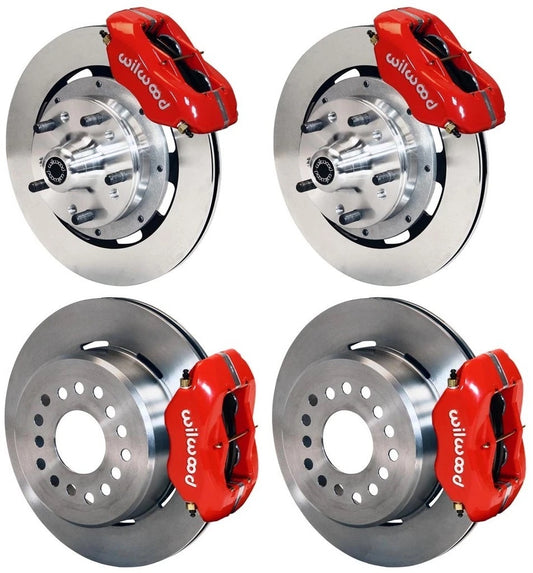 59-64 B-BODY FULL DISC BRAKE KIT,12" ROTORS,RED CALIPERS
