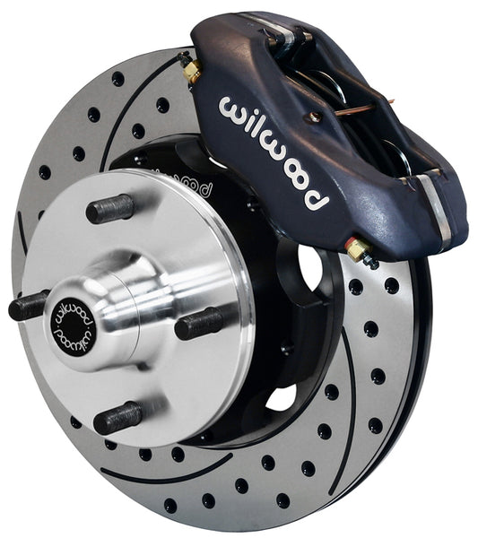 64-66 FORD MUSTANG 6 CYLINDER,4 LUG,FRONT,10.75" DRILLED ROTORS,BLACK CALIPERS