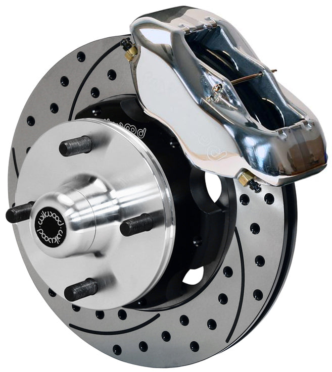 64-66 FORD MUSTANG 6 CYLINDER,4 LUG,FRONT,10.75" DRILLED ROTORS,POLISH CALIPERS