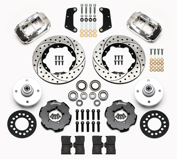 64-66 FORD MUSTANG 6 CYLINDER,4 LUG,FRONT,10.75" DRILLED ROTORS,POLISH CALIPERS