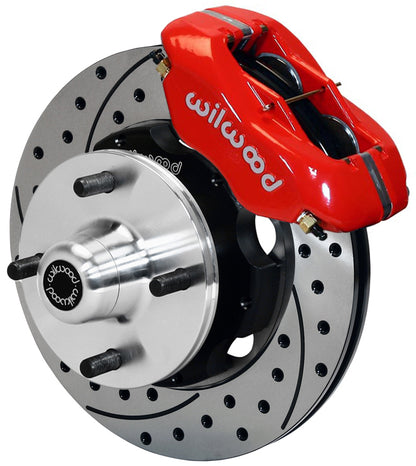 64-66 FORD MUSTANG 6 CYLINDER,4 LUG,FRONT,10.75" DRILLED ROTORS,RED CALIPERS