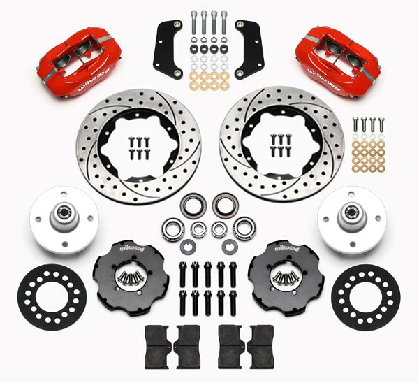 64-66 FORD MUSTANG 6 CYLINDER,4 LUG,FRONT,10.75" DRILLED ROTORS,RED CALIPERS